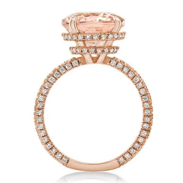 Rose Gold Double Hidden Halo Cushion Champagne Engagement Ring, 9.52 CTW