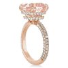 Rose Gold Double Hidden Halo Cushion Champagne Engagement Ring, 9.52 CTW