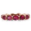 Eternity Ruby Wedding Band in 18K Rose Gold Plated Sterling Silver - Oval Cut
