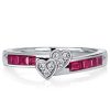 Asscher Cut Ruby Anniversary Band Ring in Sterling Silver with Rhodium Plating