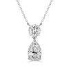Sterling Silver Pear & Round Cut White Pearl Pendant Necklace for Women