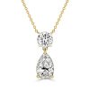 Sterling Silver Pear & Round Cut White Pearl Pendant Necklace for Women