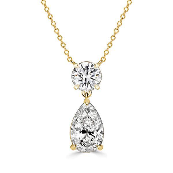 Sterling Silver Pear & Round Cut White Pearl Pendant Necklace for Women