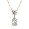 Sterling Silver Pear & Round Cut White Pearl Pendant Necklace for Women