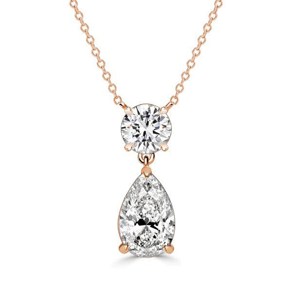 Sterling Silver Pear & Round Cut White Pearl Pendant Necklace for Women