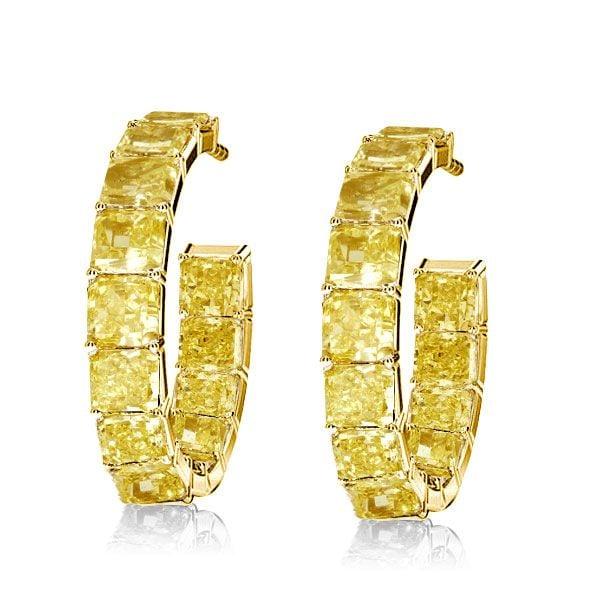 18k Gold Plated Sterling Silver Created Topaz Hoop Earrings | Push Back Closure