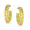 18k Gold Plated Sterling Silver Created Topaz Hoop Earrings | Push Back Closure