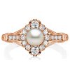 Antique Golden Pearl Engagement Ring - 925 Sterling Silver