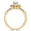 Antique Golden Pearl Engagement Ring - 925 Sterling Silver