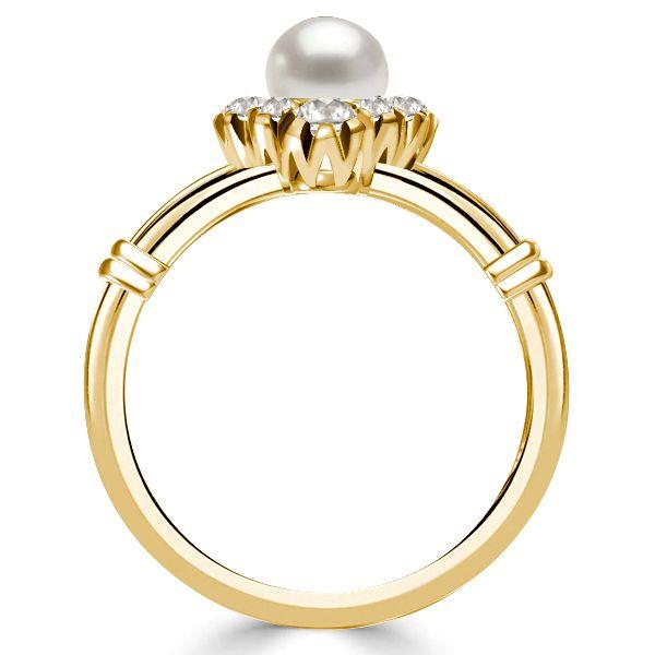 Antique Golden Pearl Engagement Ring - 925 Sterling Silver
