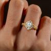 Antique Golden Pearl Engagement Ring - 925 Sterling Silver