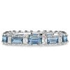 Blue Topaz Baguette Eternity Band Ring - 925 Sterling Silver Wedding Band