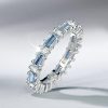 Blue Topaz Baguette Eternity Band Ring - 925 Sterling Silver Wedding Band