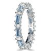 Blue Topaz Baguette Eternity Band Ring - 925 Sterling Silver Wedding Band
