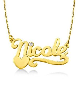 Personalized Birthstone Heart Necklace - 18K Gold Plated Sterling Silver