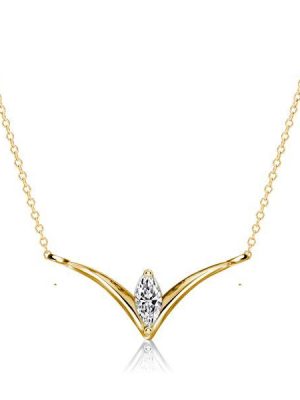 Marquise V Necklace - Sterling Silver Pendant with Cubic Zirconia