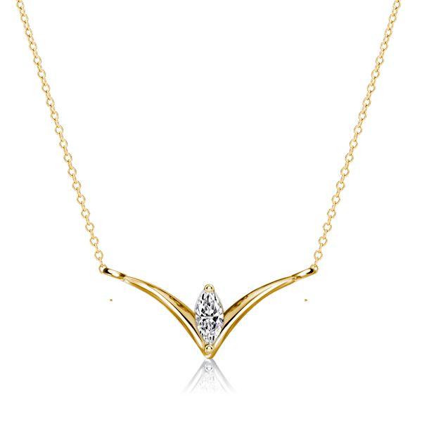 Marquise V Necklace - Sterling Silver Pendant with Cubic Zirconia
