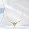 Marquise V Necklace - Sterling Silver Pendant with Cubic Zirconia