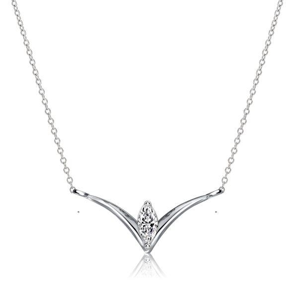 Marquise V Necklace - Sterling Silver Pendant with Cubic Zirconia