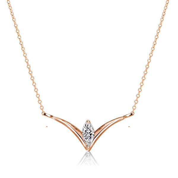 Marquise V Necklace - Sterling Silver Pendant with Cubic Zirconia