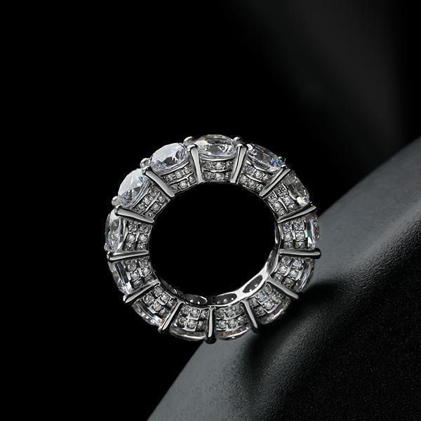 925 Sterling Silver Round Created White Sapphire Eternity Wedding Band for Women
