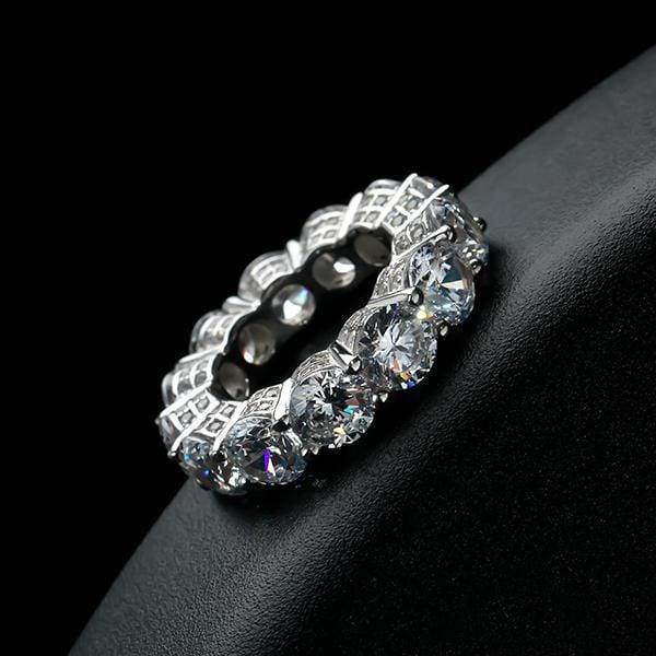 925 Sterling Silver Round Created White Sapphire Eternity Wedding Band for Women