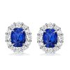 Halo Oval Created Sapphire Stud Earrings in Sterling Silver