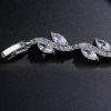 Leaf Design Sterling Silver Plated Round & Marquise Cut Bracelet - 7 Inch