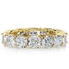 Cushion Cut White Sapphire Eternity Band - 18K Gold Plated Sterling Silver Wedding Ring