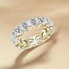 Cushion Cut White Sapphire Eternity Band - 18K Gold Plated Sterling Silver Wedding Ring