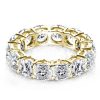 Cushion Cut White Sapphire Eternity Band - 18K Gold Plated Sterling Silver Wedding Ring