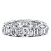 Emerald & Created White Sapphire Eternity Wedding Band - Sterling Silver