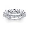 Emerald & Created White Sapphire Eternity Wedding Band - Sterling Silver