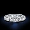 Emerald & Created White Sapphire Eternity Wedding Band - Sterling Silver