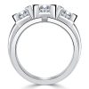 Blue Sapphire Art Deco Wedding Band - 925 Sterling Silver Ring