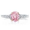 Pink Sterling Silver Engagement Ring for Women - 2.5 CT Center Stone