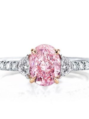 Pink Sterling Silver Engagement Ring for Women - 2.5 CT Center Stone