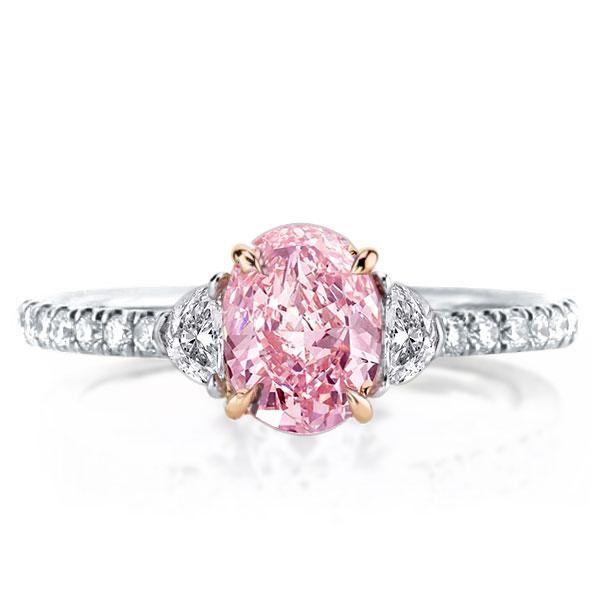 Pink Sterling Silver Engagement Ring for Women - 2.5 CT Center Stone