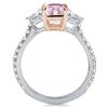 Pink Sterling Silver Engagement Ring for Women - 2.5 CT Center Stone