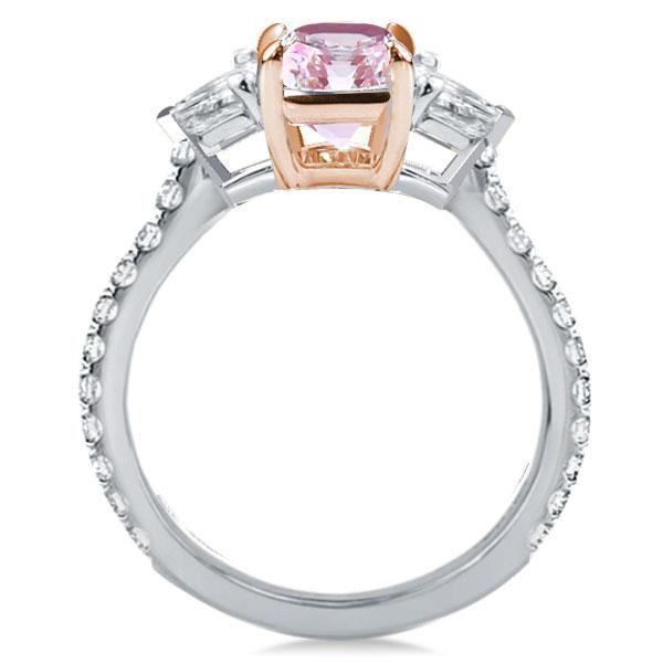 Pink Sterling Silver Engagement Ring for Women - 2.5 CT Center Stone