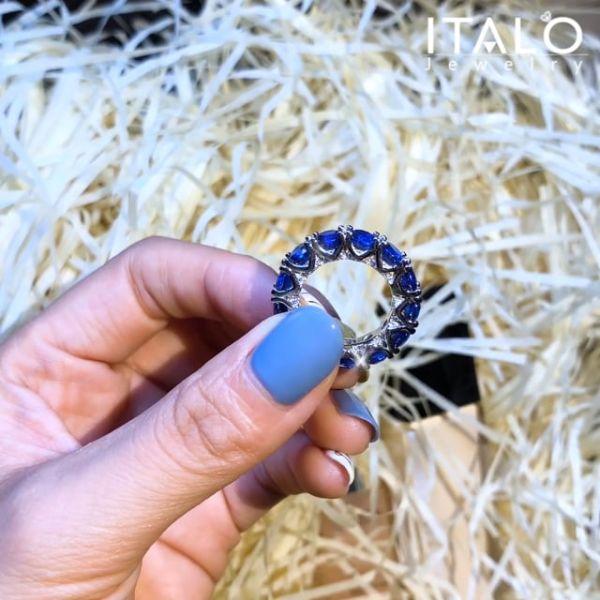 Eternity Round Created Sapphire Wedding Band in 925 Sterling Silver (6.55 CT.TW)