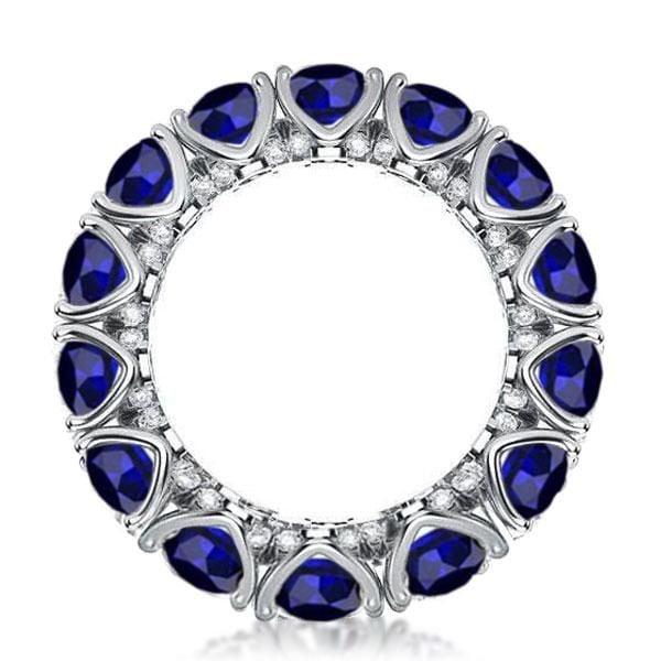 Eternity Round Created Sapphire Wedding Band in 925 Sterling Silver (6.55 CT.TW)