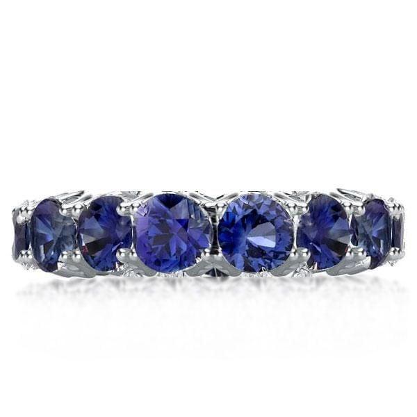 Eternity Round Created Sapphire Wedding Band in 925 Sterling Silver (6.55 CT.TW)