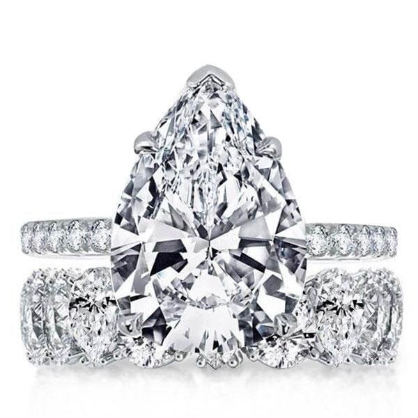 Pear Cut Sterling Silver Bridal Ring Set - 5.41 CT. TW.