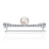 Antique Vintage Style Bow Brooch with White Sapphire and Faux Pearl, 925 Sterling Silver Plated