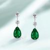 Emerald Green Pear Cut Drop Earrings for Women - Sterling Silver
