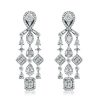 Sterling Silver Multi Shape Halo Omega Drop Earrings - 3.65 CT. TW.