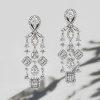 Sterling Silver Multi Shape Halo Omega Drop Earrings - 3.65 CT. TW.