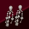 Sterling Silver Multi Shape Halo Omega Drop Earrings - 3.65 CT. TW.
