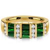 18K Gold Plated Sterling Silver Emerald Green Wedding Band Ring (0.96 CT. TW.)